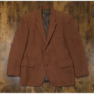 Mens DAKS Blazer 40R US HARRIS TWEED Jacket Wool Cinnamon Sport Coat